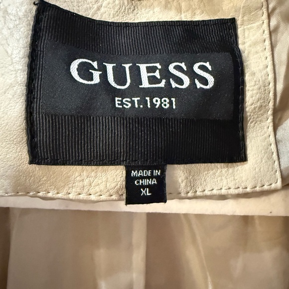 GUESS Men's Beige Jacket with Dark Hood - Picture 3 of 11